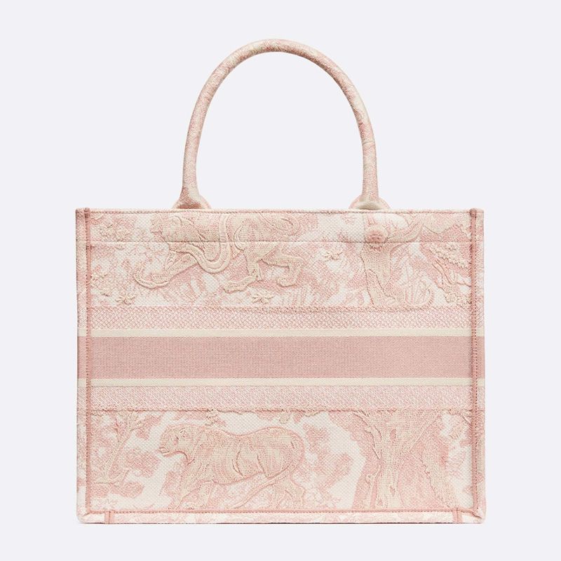 Dior Book Tote In Toile De Jouy Motif Canvas Pink - Image 3