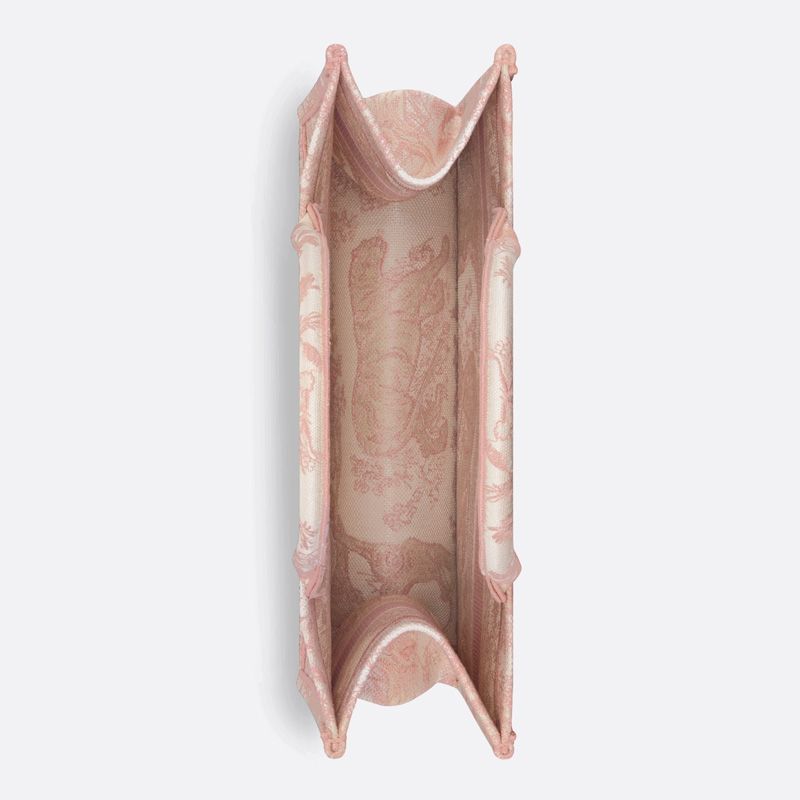 Dior Book Tote In Toile De Jouy Motif Canvas Pink - Image 4