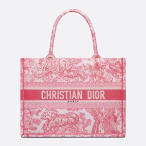 Dior Book Tote In Toile De Jouy Motif Canvas Rose