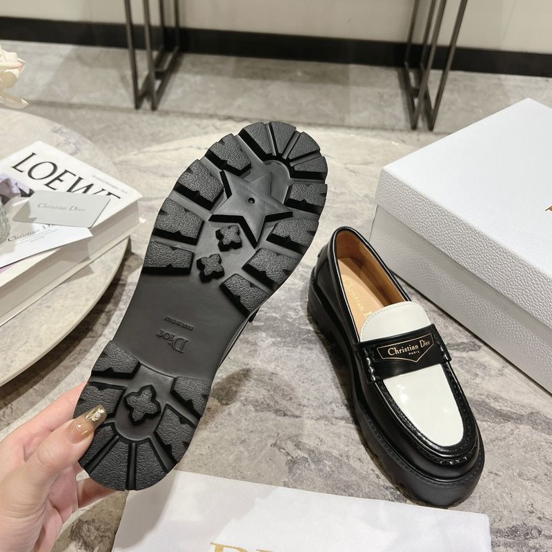 Dior Boy Platform Loafers Women Brushed Calfskin Black/White - Image 2