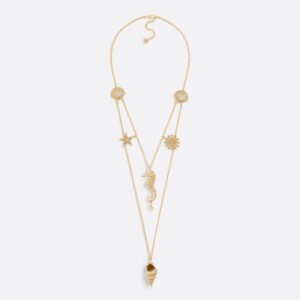 Dior Cabinet de Curiosites Necklace Metal with Resin Pearl and Multi Marine Charms Gold
