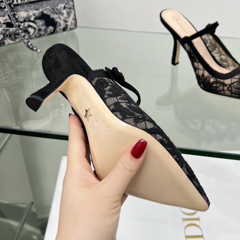 Dior Capture Heeled Mules Women Butterfly Motif Transparent Mesh Black - Image 3