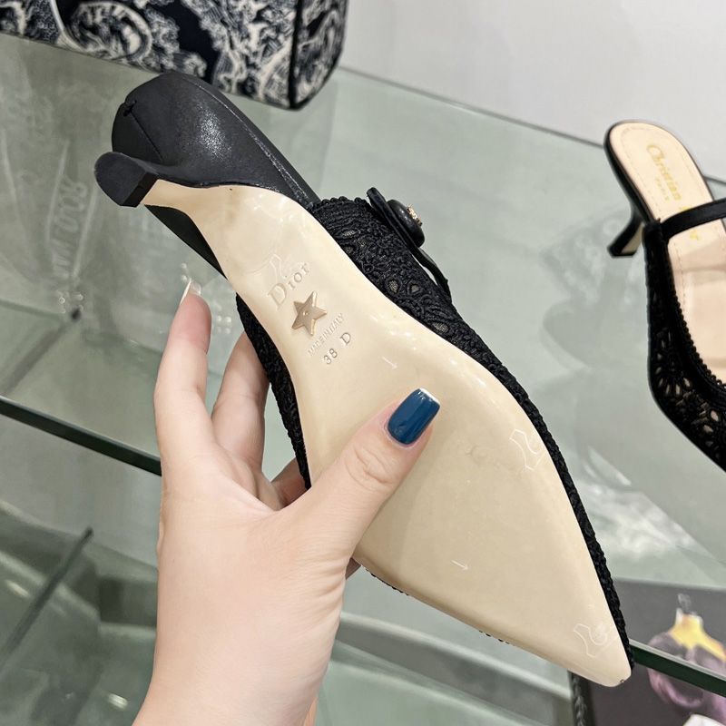 Dior Capture Heeled Mules Women Saint-Gall Floral Motif Transparent Mesh Black - Image 4