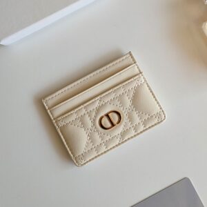 Dior Card Holder Cannage Calfskin White