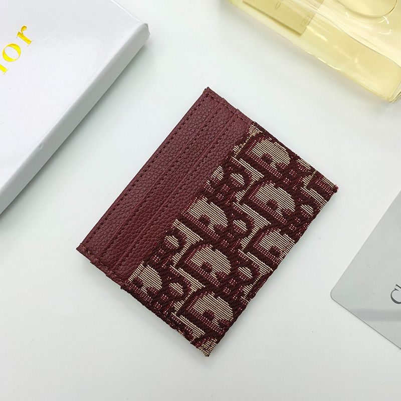 Dior Card Holder Oblique Motif Canvas Burgundy - Image 2