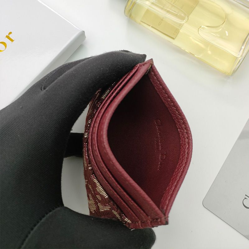 Dior Card Holder Oblique Motif Canvas Burgundy - Image 3