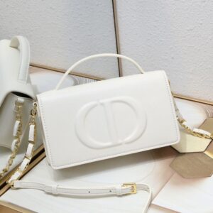 Mini Dior CD Signature Bag Calfskin White