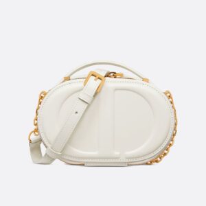 Dior CD Signature Oval Camera Bag Calfskin White