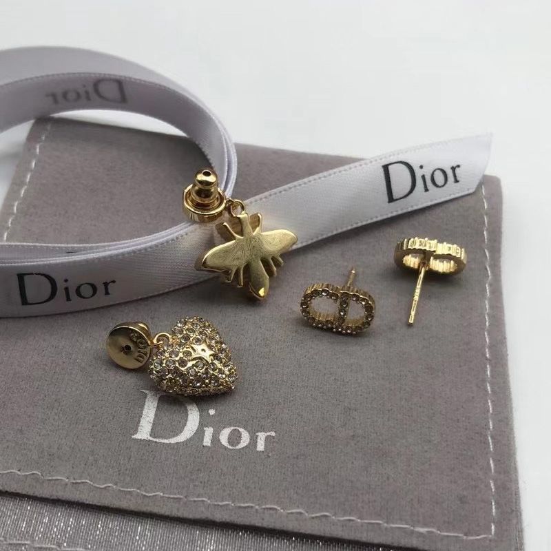 Dior Clair D Lune Earrings Metal with Crystals, Bee and Heart Charms Gold - Image 2