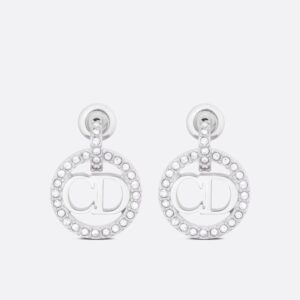 Dior Clair D Lune Earrings Metal with Crystals Silver