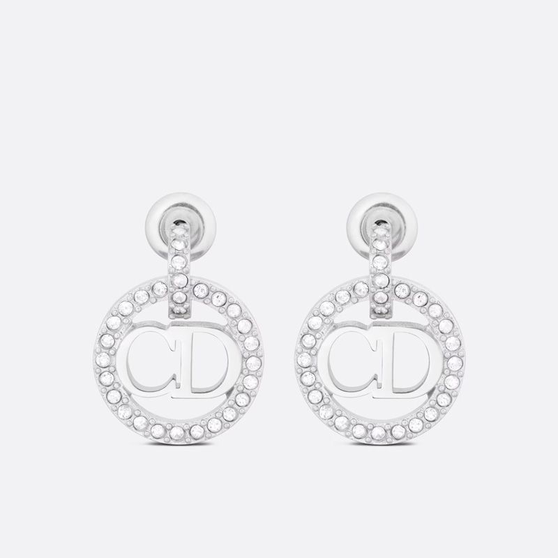 Dior Clair D Lune Earrings Metal with Crystals Silver