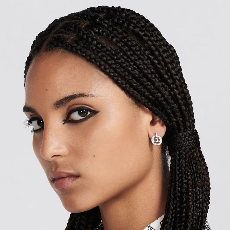 Dior Clair D Lune Earrings Metal with Crystals Silver - Image 4