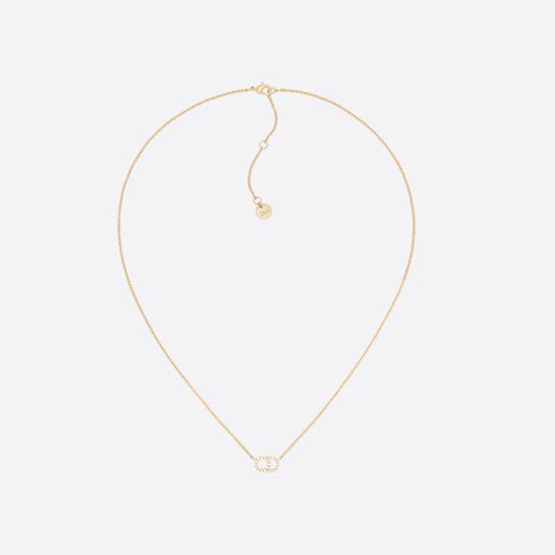 Dior Clair D Lune Necklace Metal with CD Signature Embellished Crystals Gold