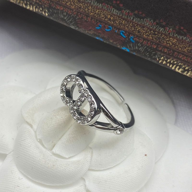 Dior Clair D Lune Ring Metal with CD Signature Embellished Crystals Silver - Image 3