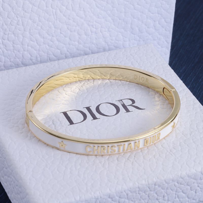 Dior Code Ragid Bangle Metal with Lacquer Gold/White - Image 2