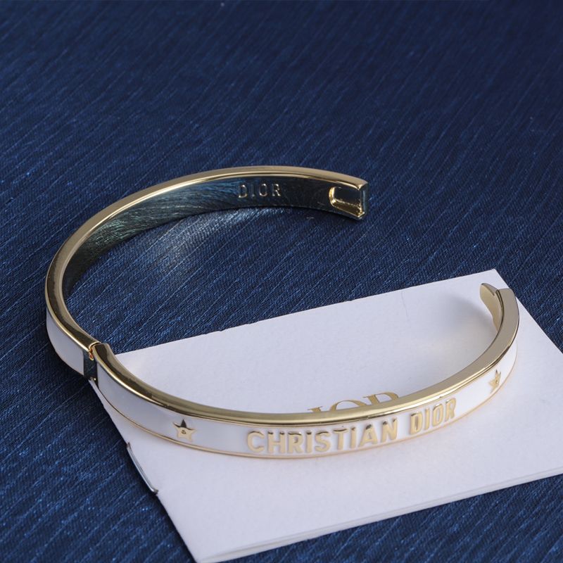 Dior Code Ragid Bangle Metal with Lacquer Gold/White - Image 3