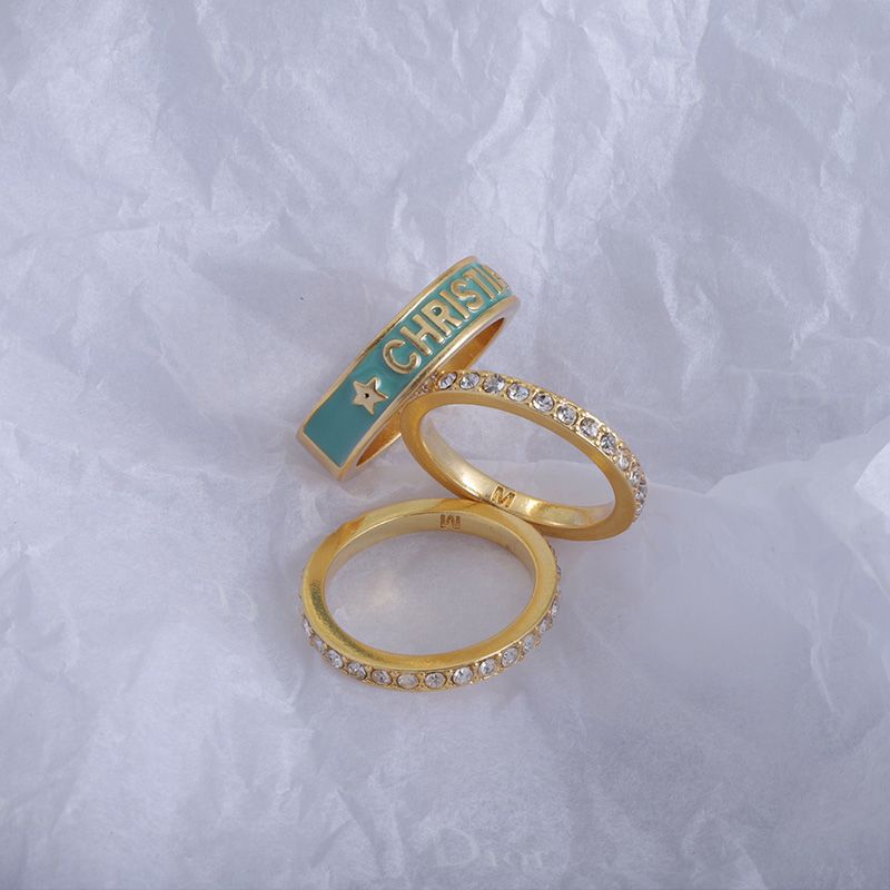 Dior Code Ring Set Metal with Crystals and Lacquer Gold/Green - Image 2