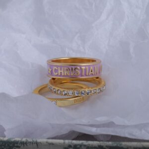 Dior Code Ring Set Metal with Crystals and Lacquer Gold/Purple