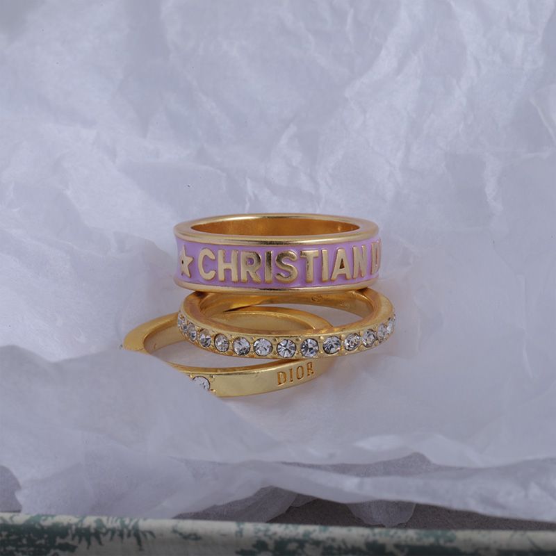 Dior Code Ring Set Metal with Crystals and Lacquer Gold/Purple