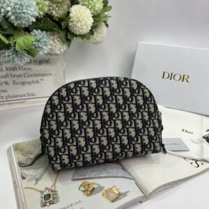 Dior Cosmetic Pouch Oblique Motif Canvas Black