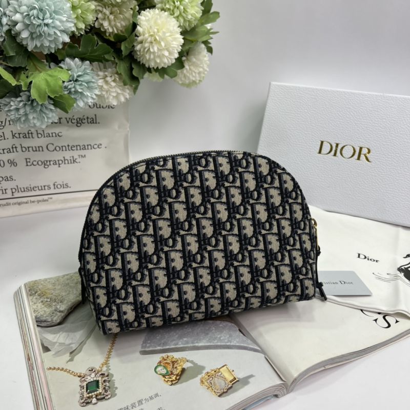 Dior Cosmetic Pouch Oblique Motif Canvas Black