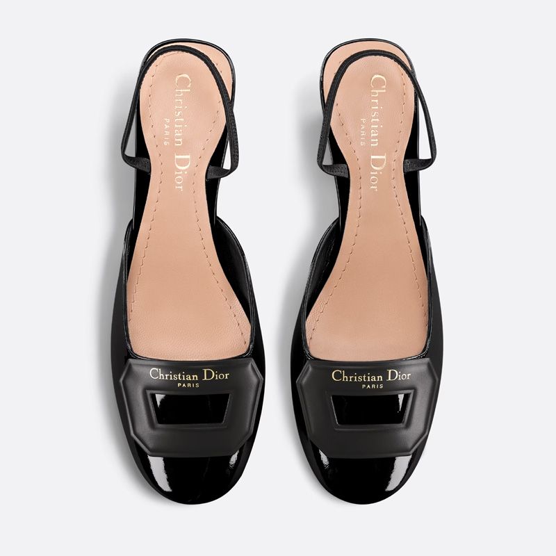 Dior Day Slingback Pumps Women Patent Calfskin Black - Image 2