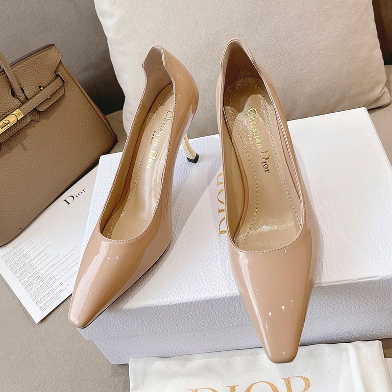 Dior D-Fame Pumps Women Patent Leather Apricot - Image 2
