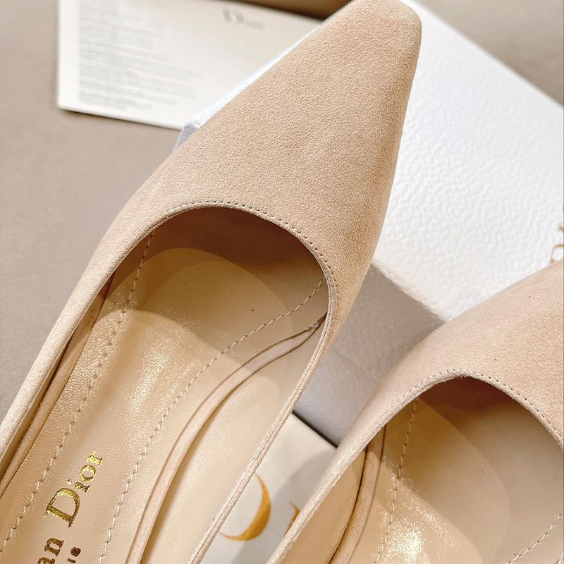 Dior D-Fame Pumps Women Suede Apricot - Image 4