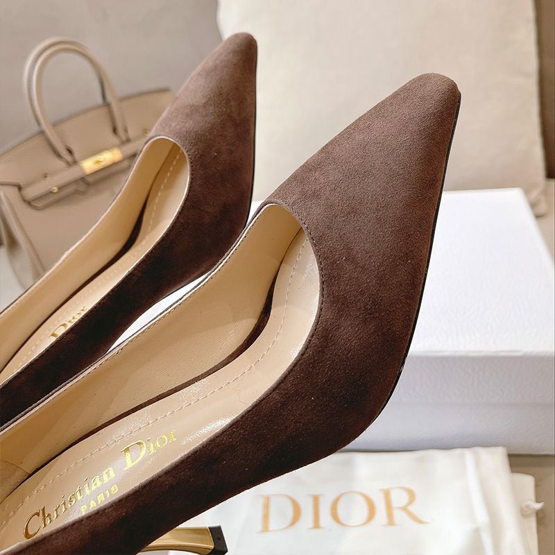 Dior D-Fame Pumps Women Suede Brown - Image 4