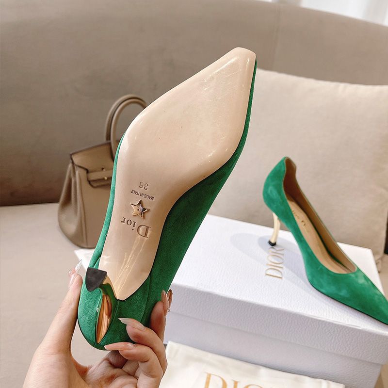 Dior D-Fame Pumps Women Suede Green - Image 4