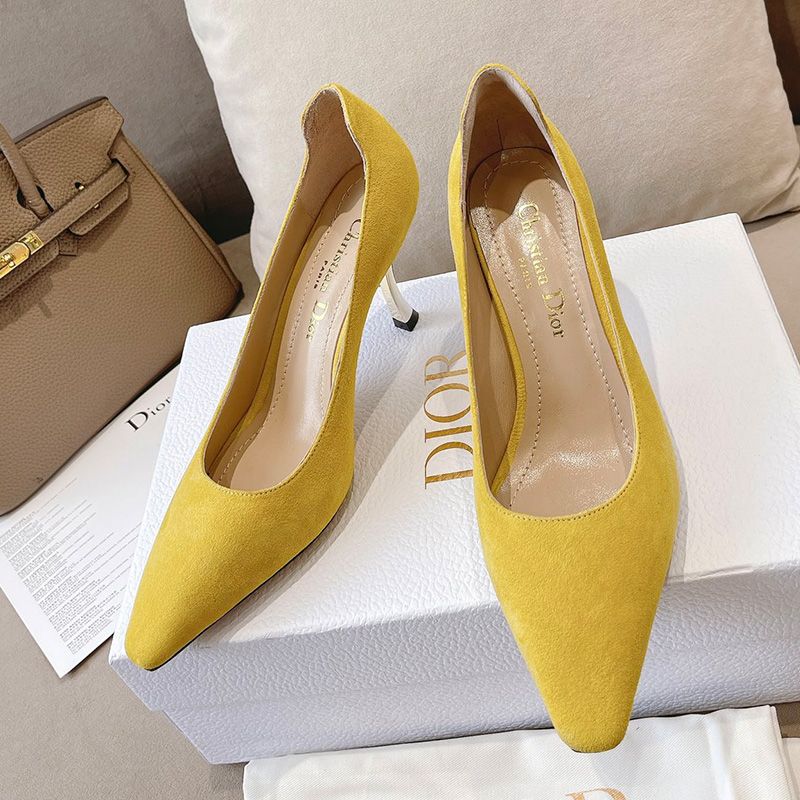 Dior D-Fame Pumps Women Suede Yellow - Image 2
