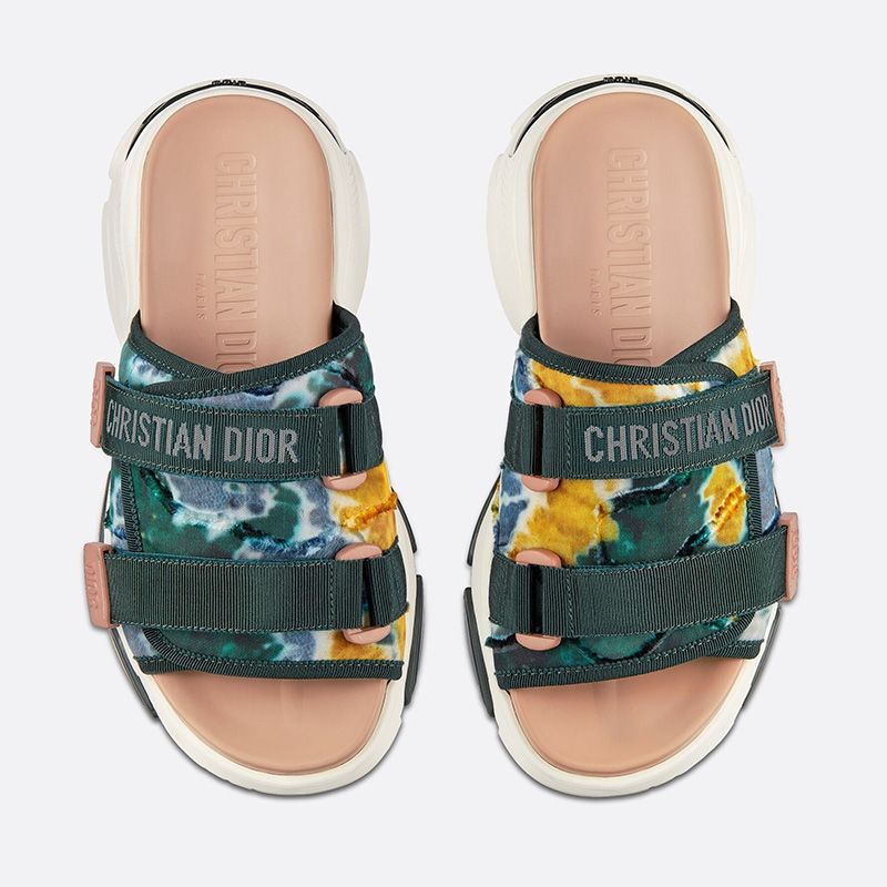 Dior D-Wander Slides Women Camouflage Tie & Dior Technical Fabric Green - Image 2