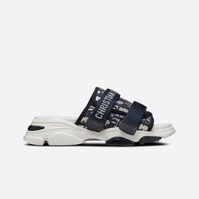 Dior D-Wander Slides Women Oblique Technical Fabric Blue - Image 4
