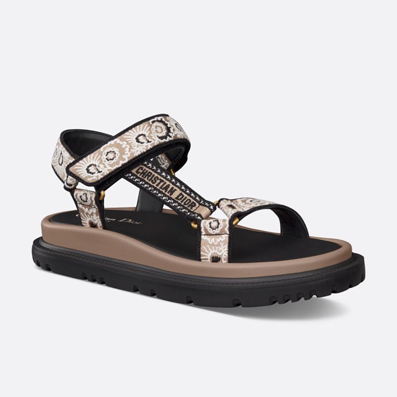 Dior D-Wave Sandals Women Butterfly Bandana Motif Canvas Beige - Image 2