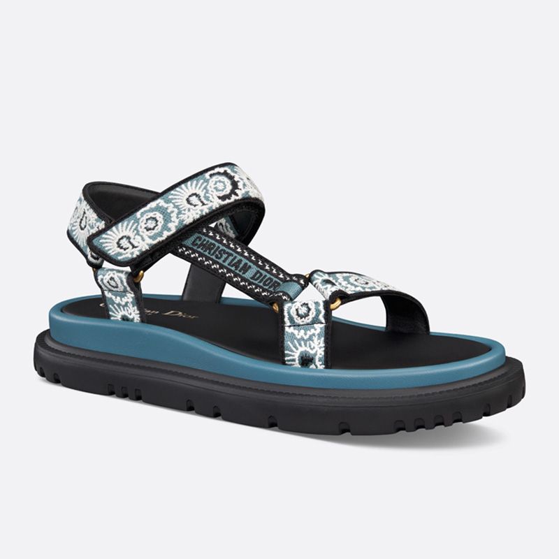 Dior D-Wave Sandals Women Butterfly Bandana Motif Canvas Blue - Image 2