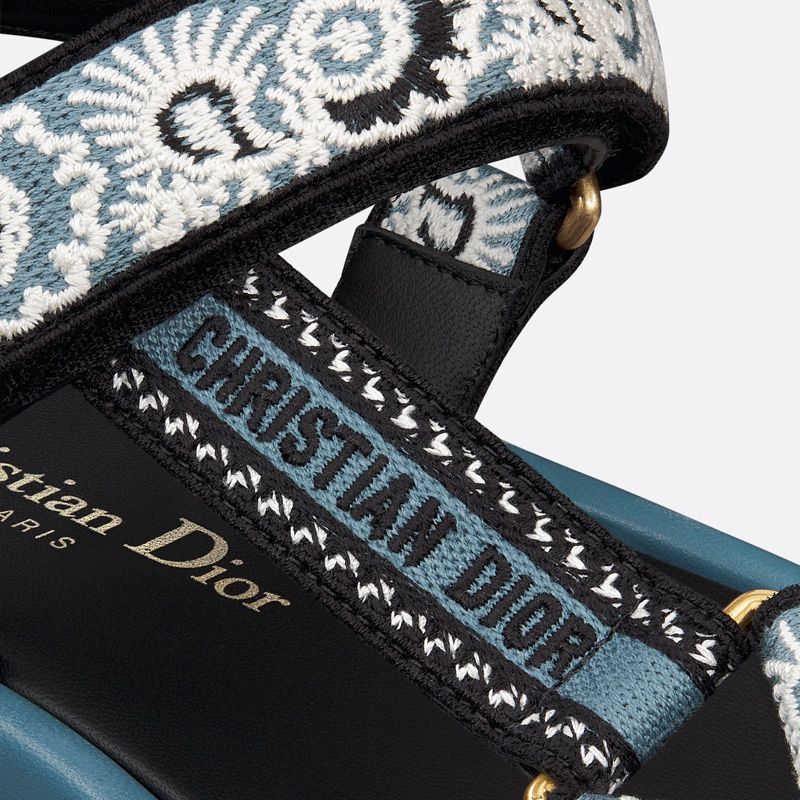 Dior D-Wave Sandals Women Butterfly Bandana Motif Canvas Blue - Image 4