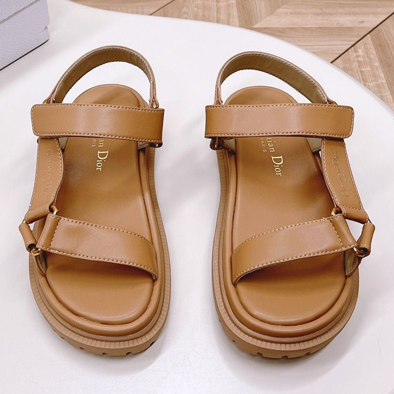 Dior D-Wave Sandals Women Calfskin Brown - Image 2