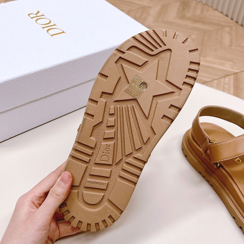 Dior D-Wave Sandals Women Calfskin Brown - Image 4