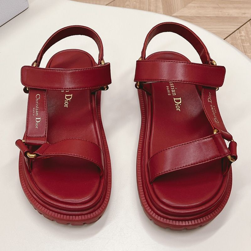 Dior D-Wave Sandals Women Calfskin Red - Image 2