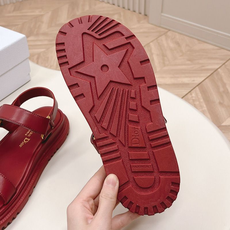 Dior D-Wave Sandals Women Calfskin Red - Image 4