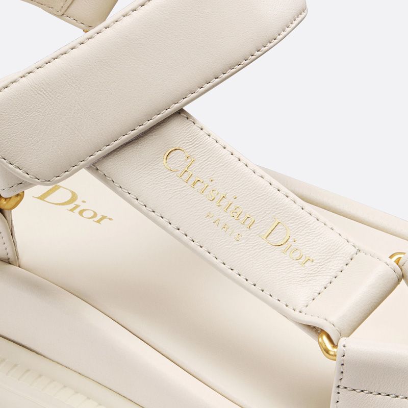 Dior D-Wave Sandals Women Calfskin White - Image 4