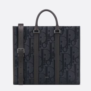 Dior East-West Tote In Maxi Oblique Motif Canvas Black