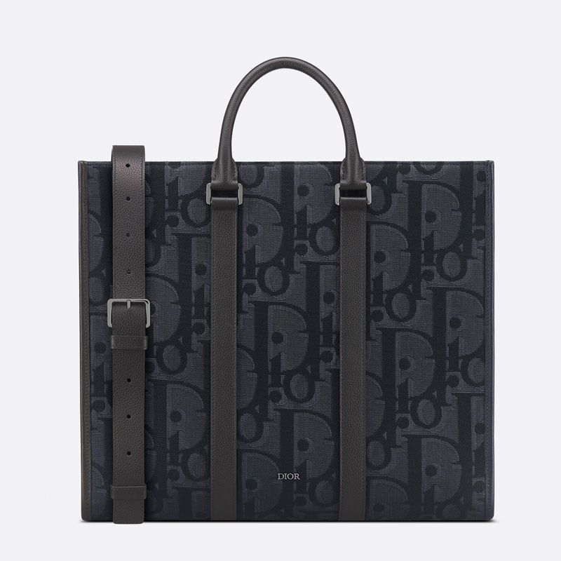 Dior East-West Tote In Maxi Oblique Motif Canvas Black