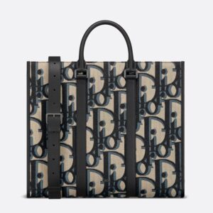 Dior East-West Tote In Maxi Oblique Motif Canvas Blue