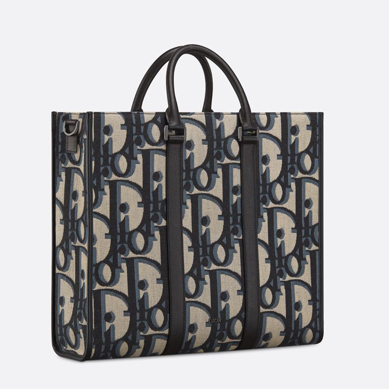 Dior East-West Tote In Maxi Oblique Motif Canvas Blue - Image 2