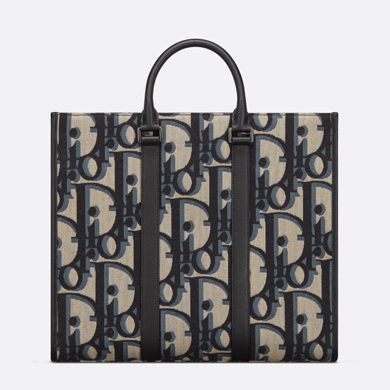 Dior East-West Tote In Maxi Oblique Motif Canvas Blue - Image 3