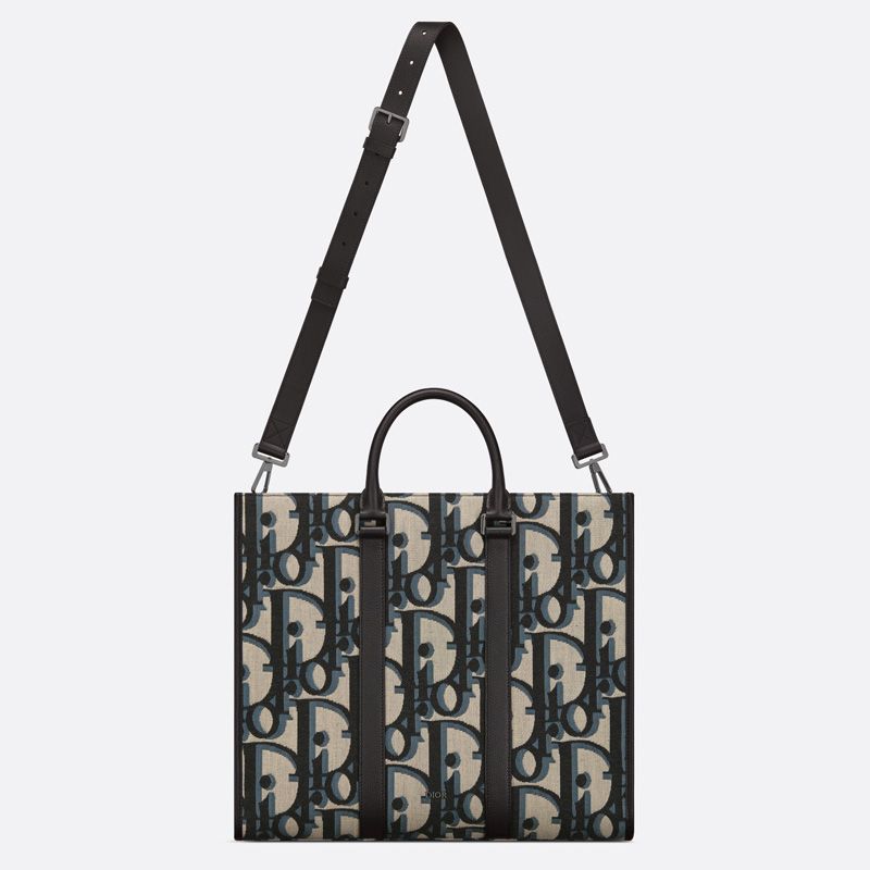 Dior East-West Tote In Maxi Oblique Motif Canvas Blue - Image 5