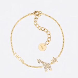 Diorevolution Bracelet Metal with Giraffe and Star Charms Embellished Crystals Gold