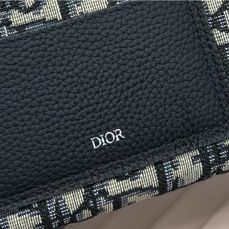 Dior Front Patch Pocket Zip Wallet Oblique Motif Canvas Blue - Image 3