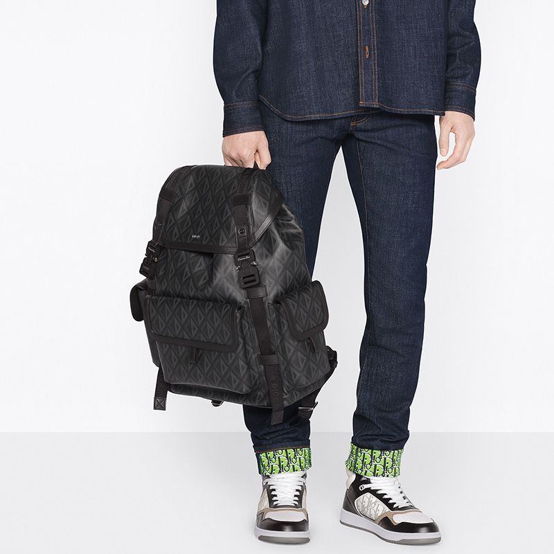 Dior Hit The Road Backpack CD Diamond Motif Canvas Black - Image 5